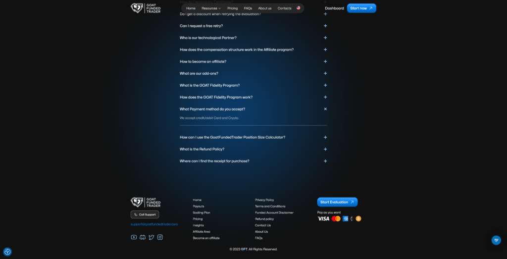 Payment Methods at Goat Funded Trader